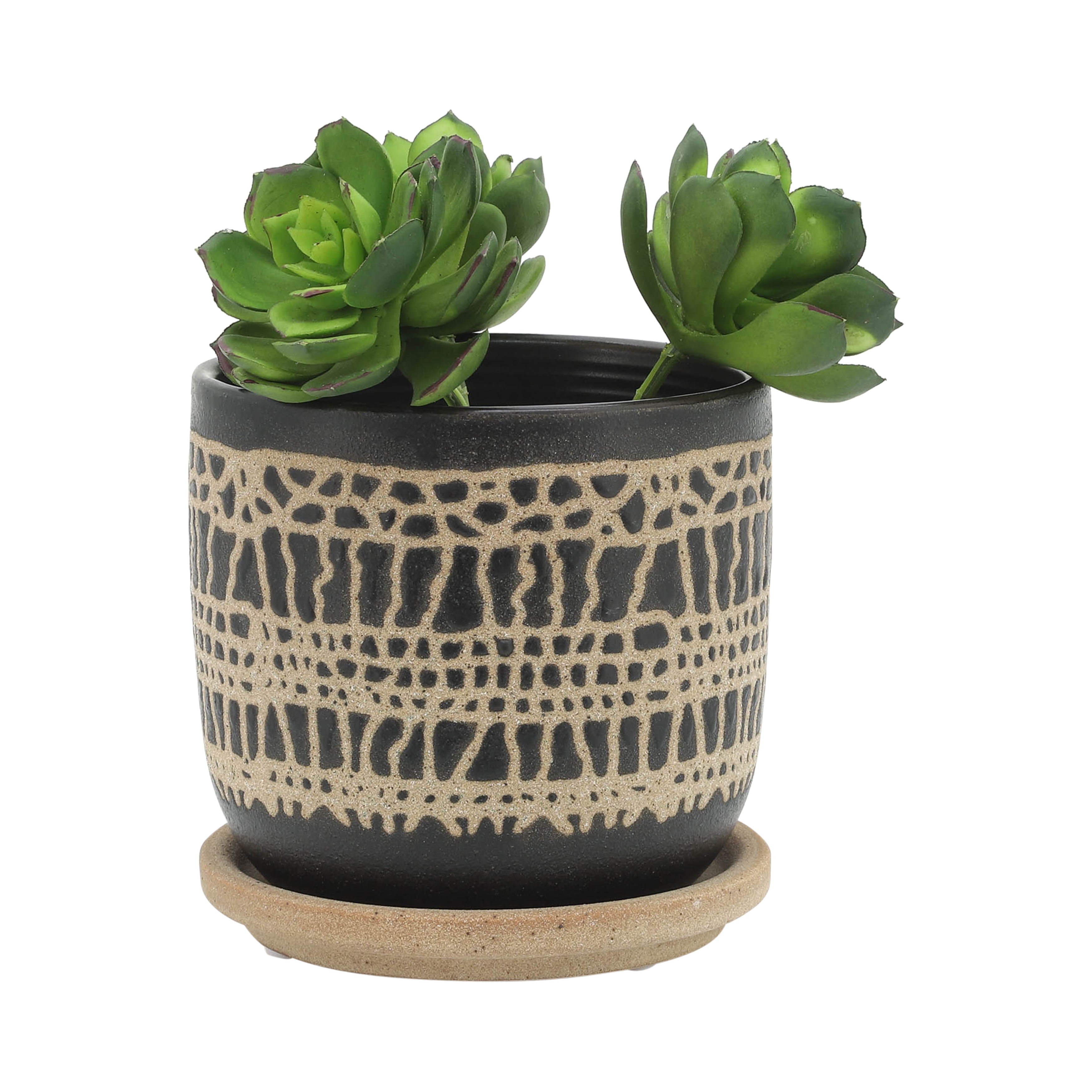 Sagebrook™ 6" Glazed Planter with Saucer (Set Of 2) - Black