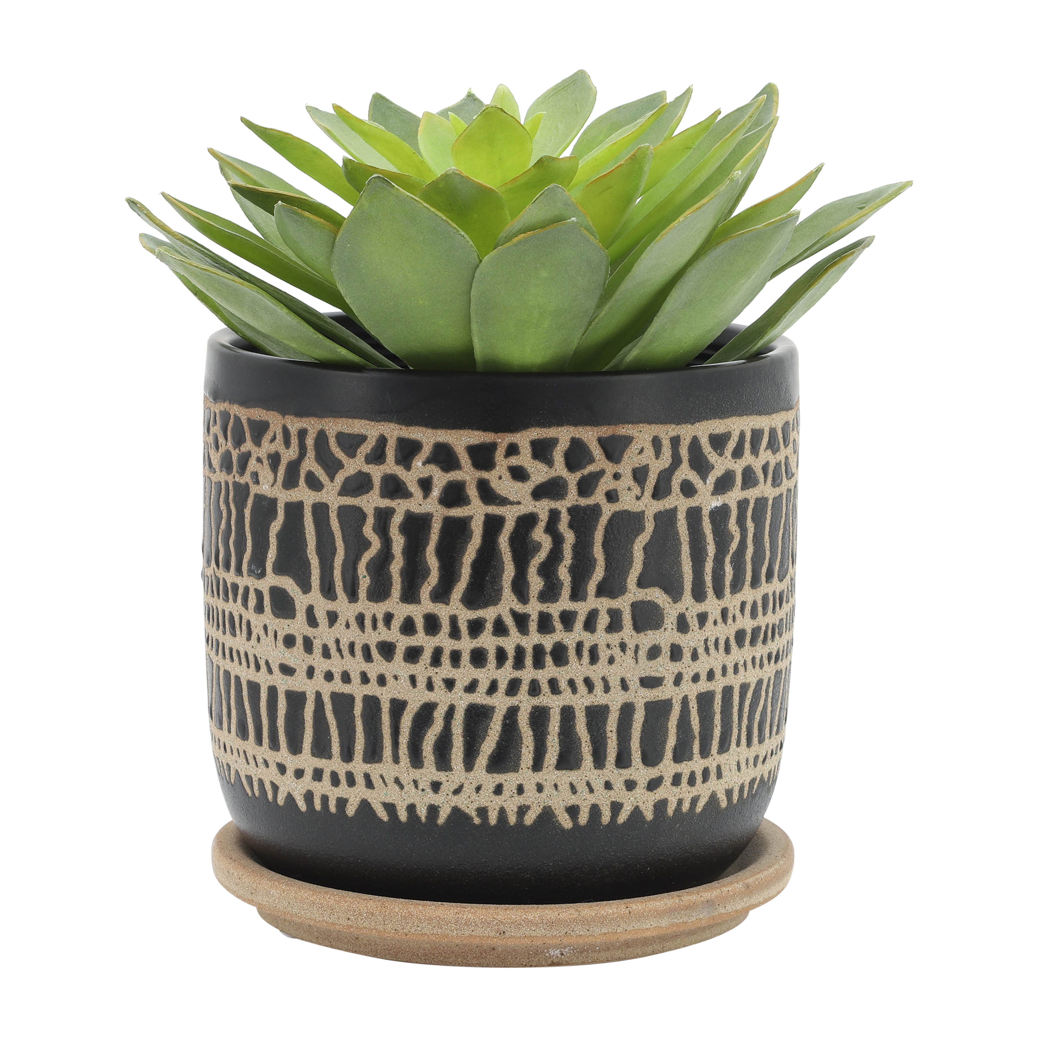 Sagebrook™ 6" Glazed Planter with Saucer (Set Of 2) - Black