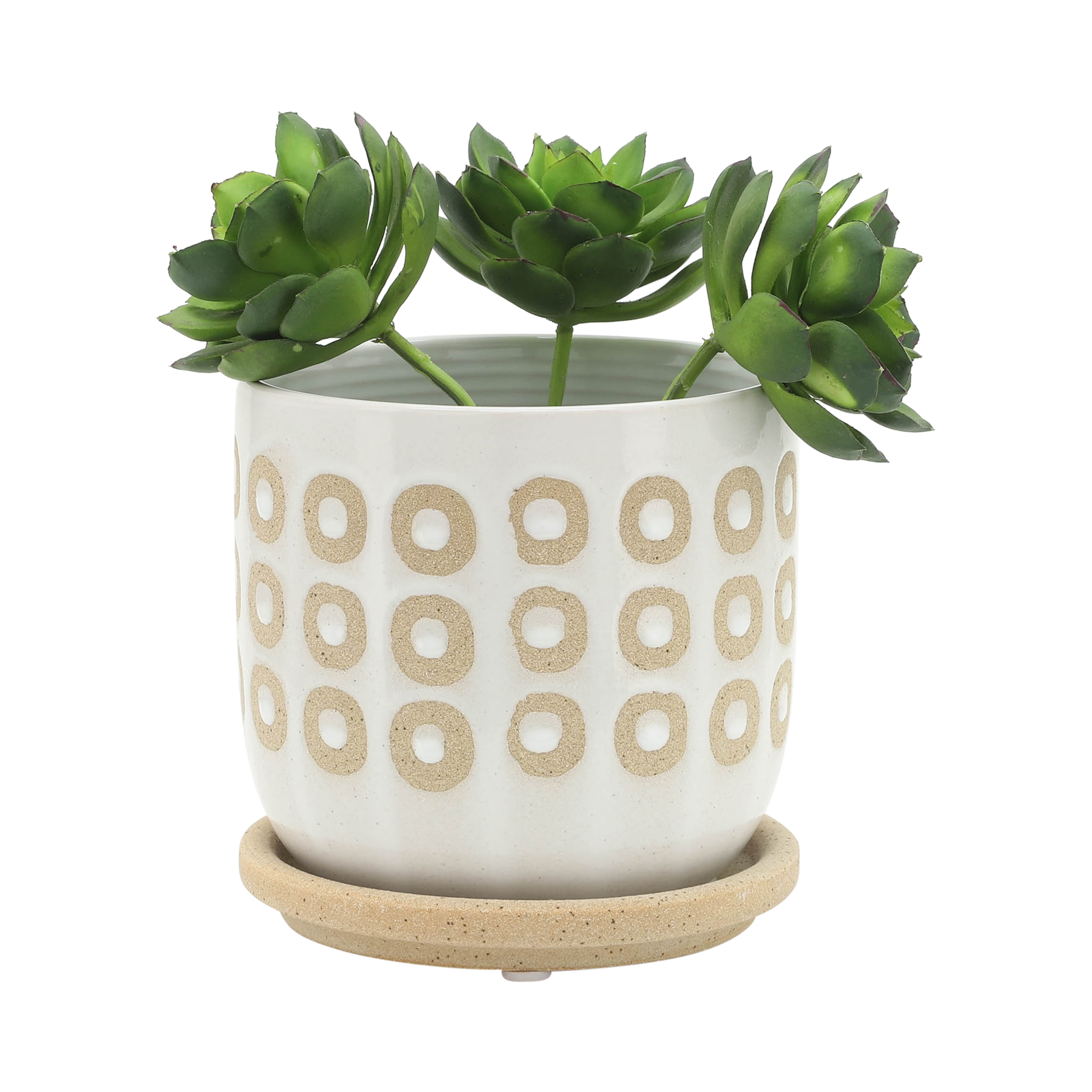 Sagebrook - 5"/6" Circles Planter with Saucer (Set Of 2) in White