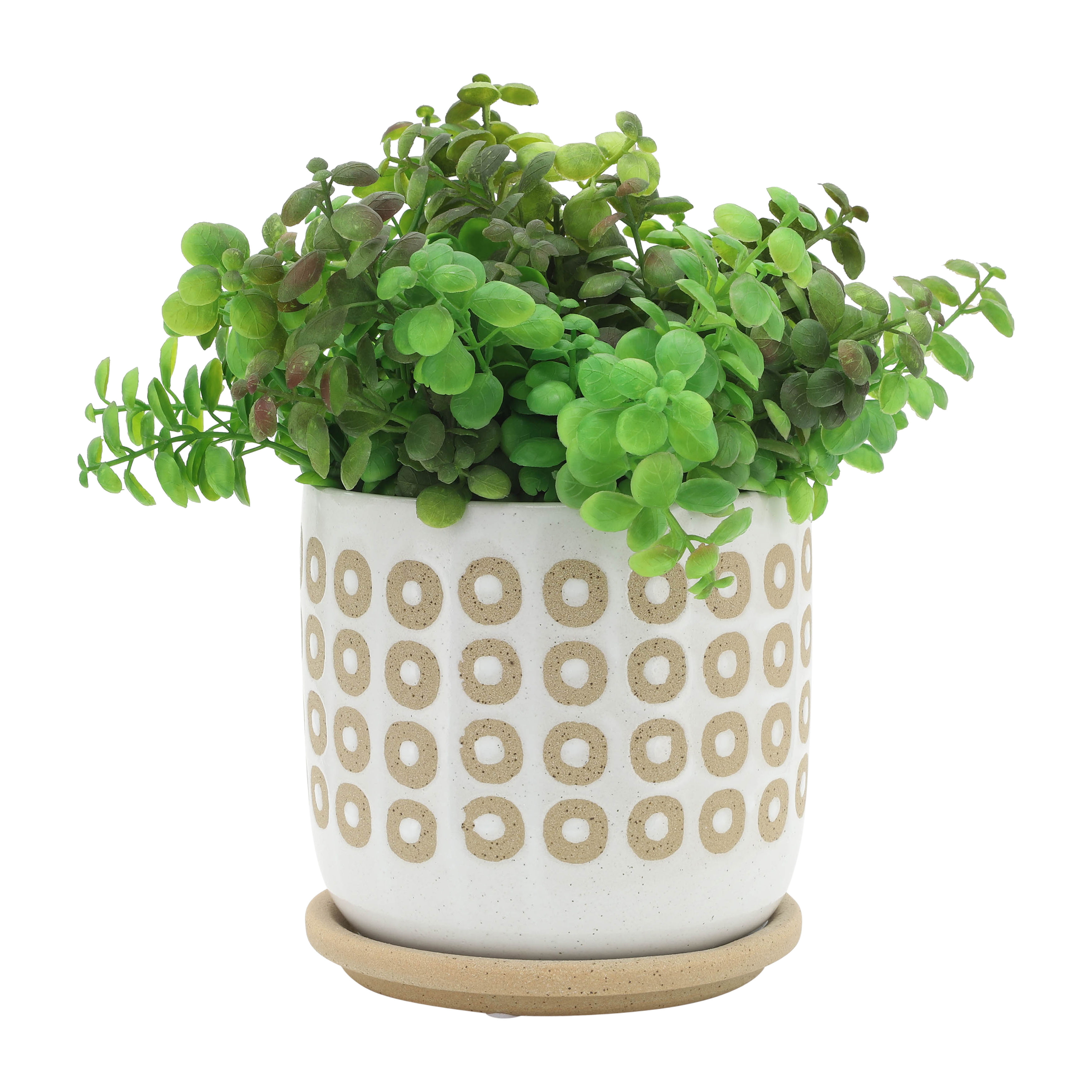 Sagebrook - 5"/6" Circles Planter with Saucer (Set Of 2) in White