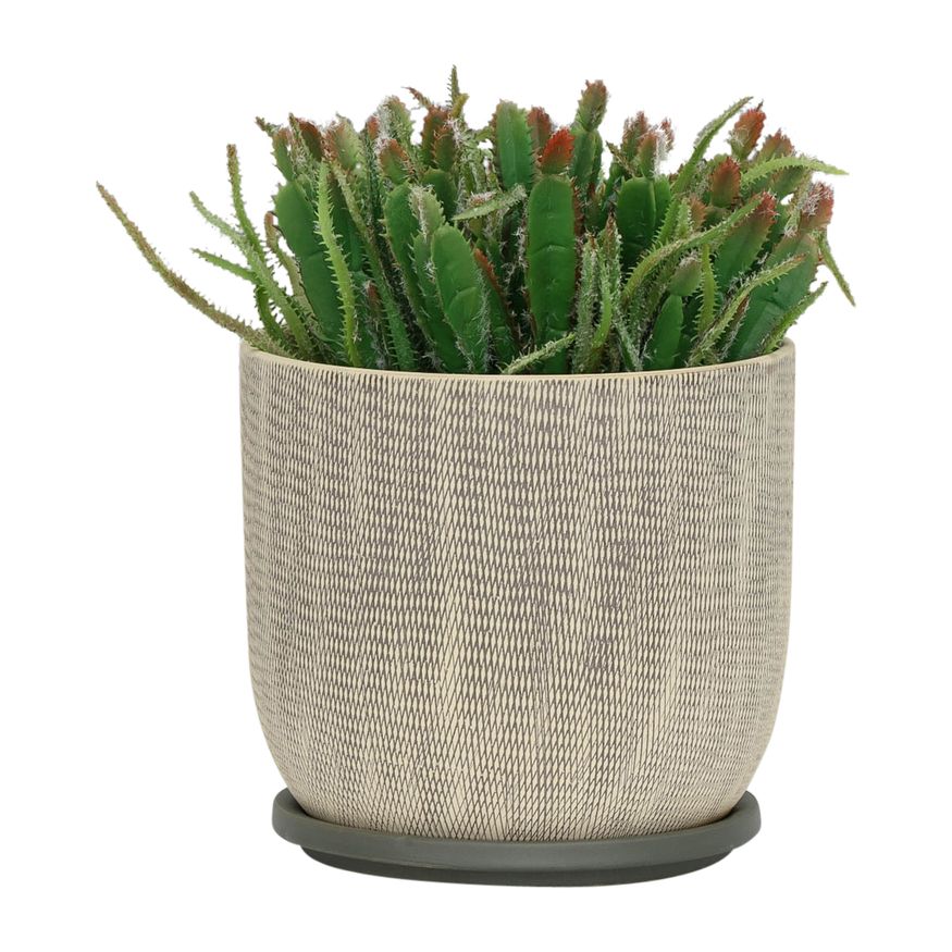 Sagebrook 8" Mesh Planter with Saucer - Gray