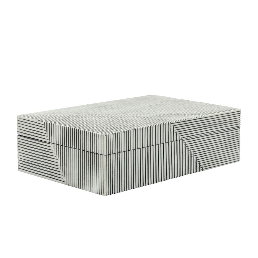 Sagebrook - Resin Ridged Boxes (Set Of 2) in White