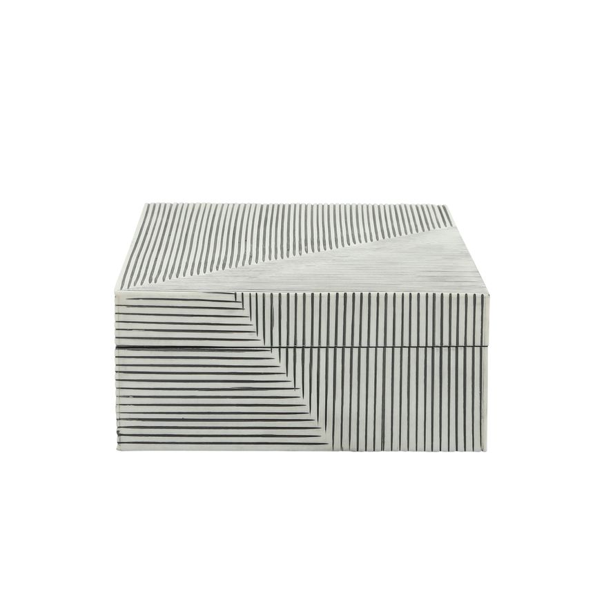 Sagebrook - Resin Ridged Boxes (Set Of 2) in White