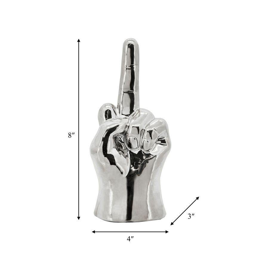 Sagebrook 8" Dirty Finger Sign - Silver