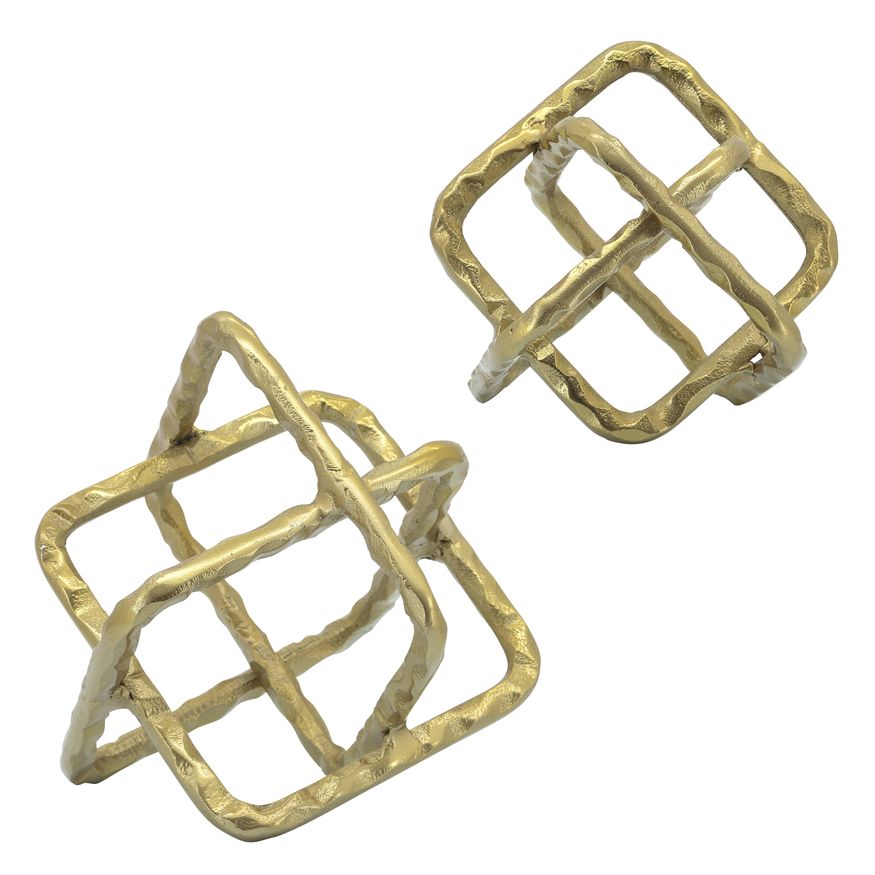 Sagebrook 8" Metal Square Orbs - Gold