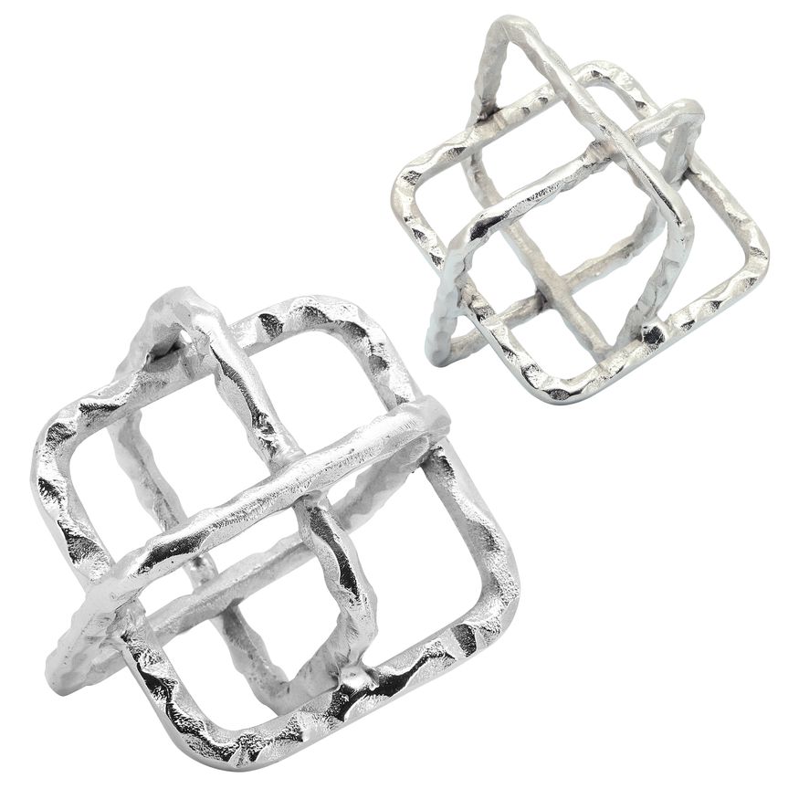 Sagebrook 8" Metal Square Orbs - Silver