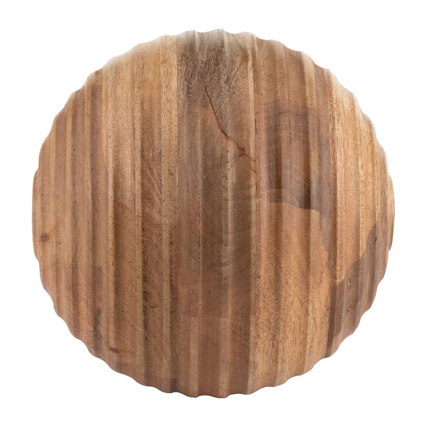 Sagebrook 8" Wooden Orb With Ridges - Natural