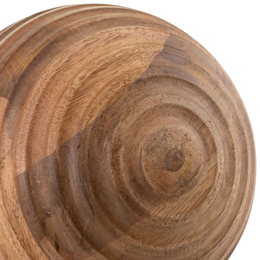 Sagebrook 8" Wooden Orb With Ridges - Natural