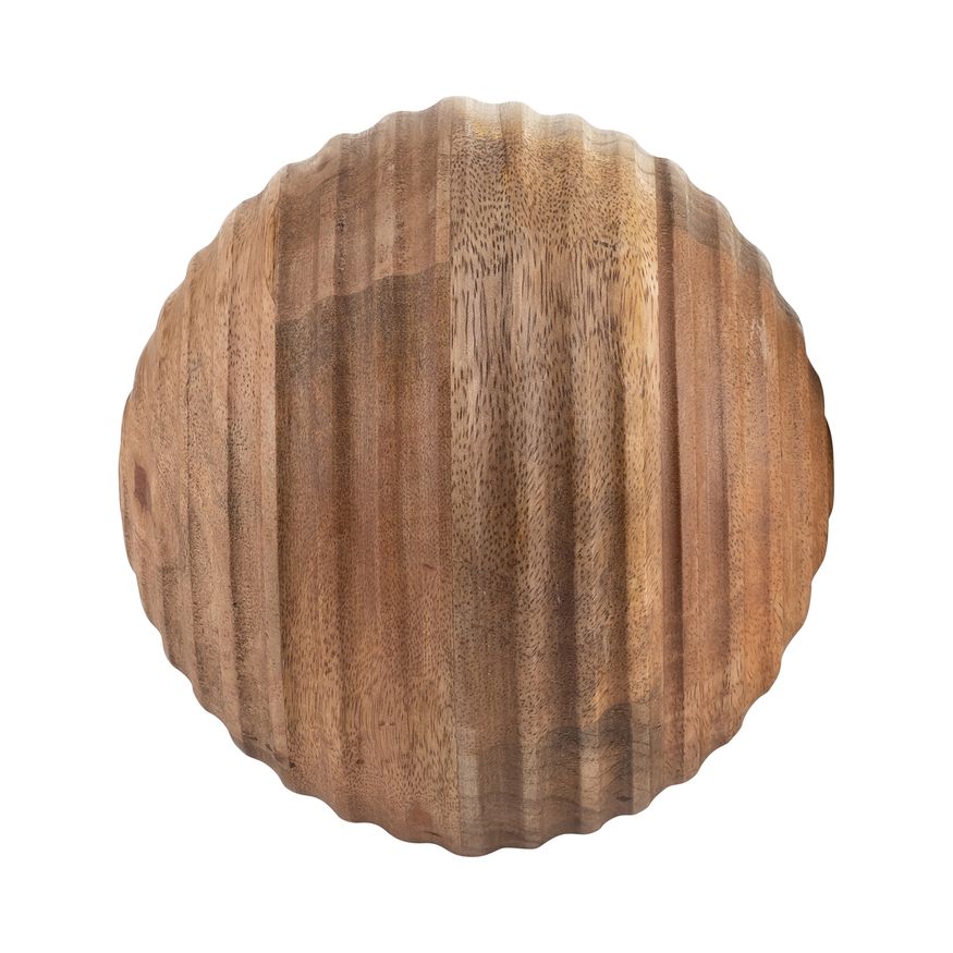 Sagebrook 6" Wooden Orb With Ridges - Natural