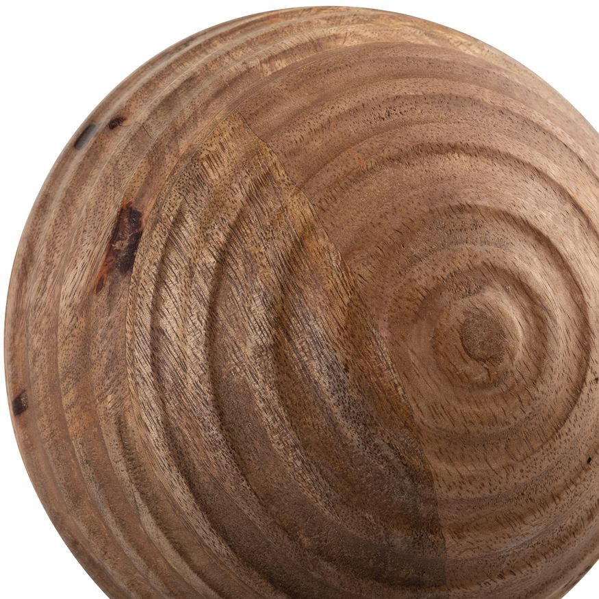 Sagebrook 6" Wooden Orb With Ridges - Natural