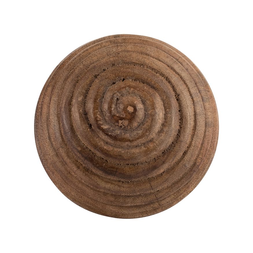 Sagebrook 4" Wooden Orb With Ridges - Natural