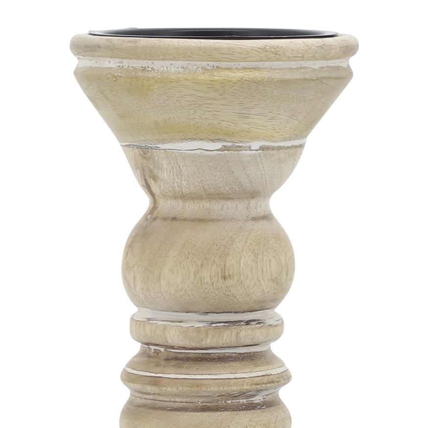 Sagebrook - 10" Wooden Pillar Holder in Natural