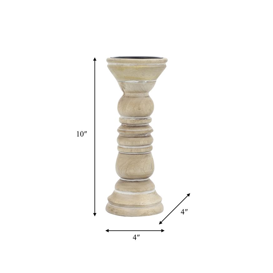 Sagebrook - 10" Wooden Pillar Holder in Natural