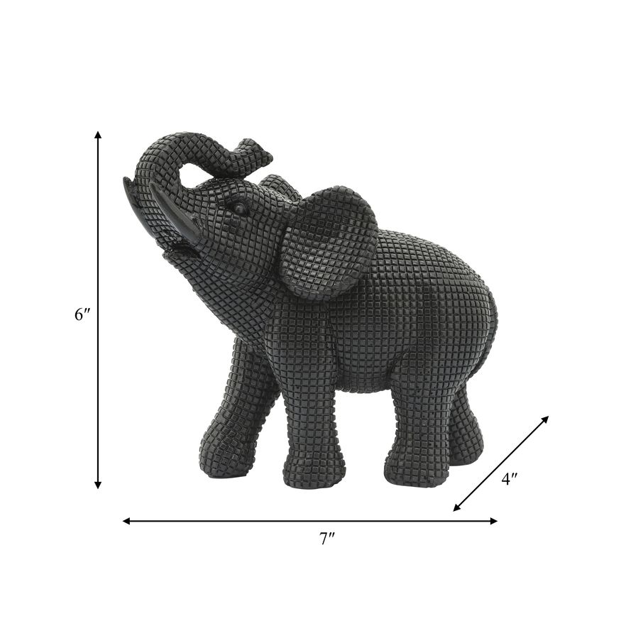 Sagebrook 7" Resin Elephant Table Accent - Black