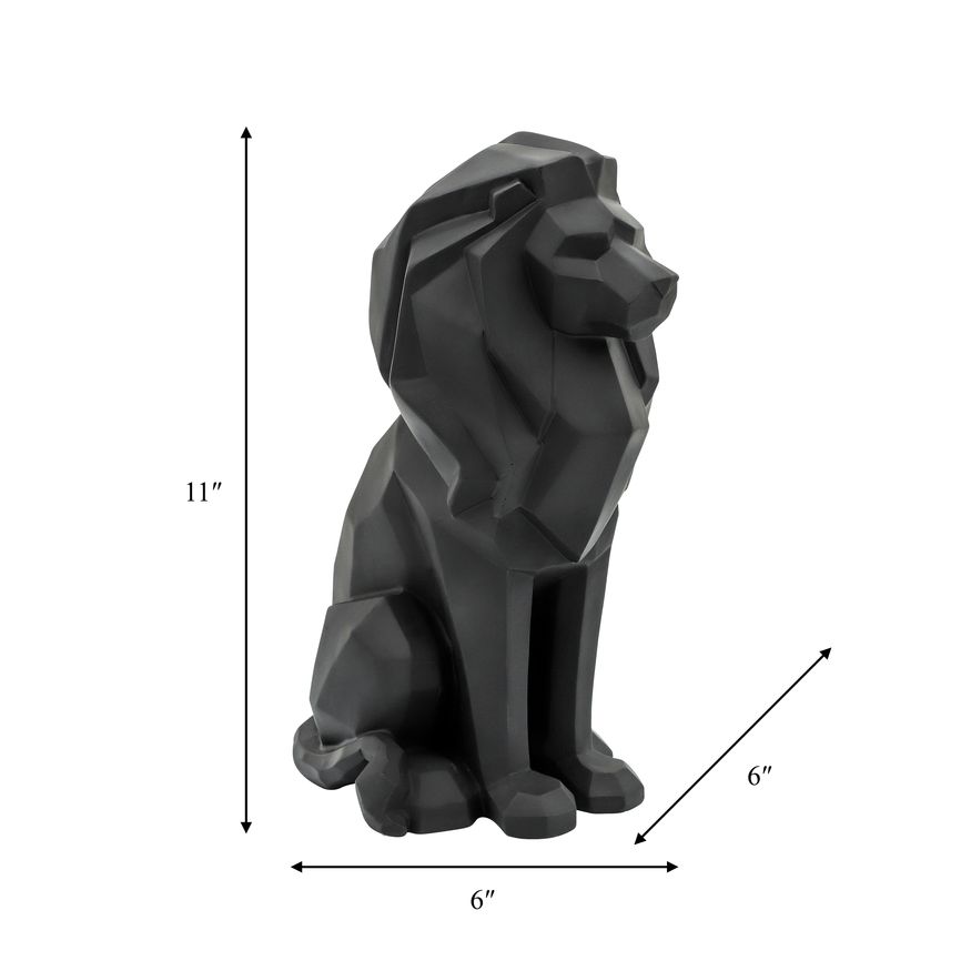 Sagebrook 11" Resin Sitting Lion - Black