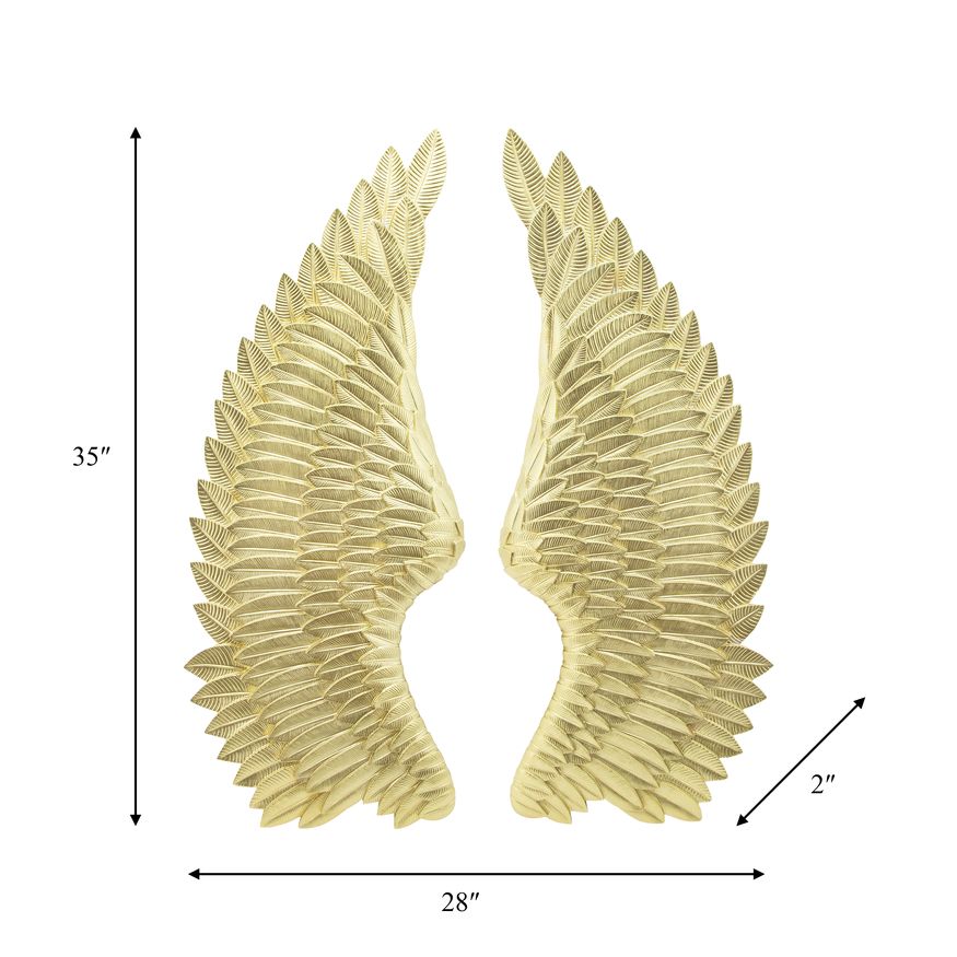 Sagebrook - Resin Angel Wings Wall Accents (Set Of 2) in Gold