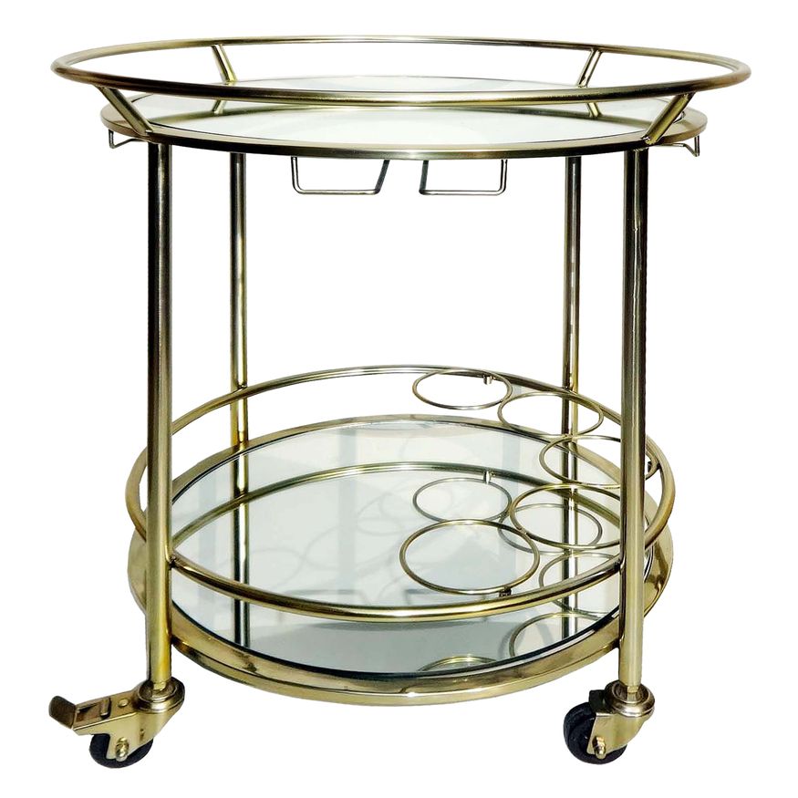 Sagebrook Two Tier Round Rolling Bar Cart