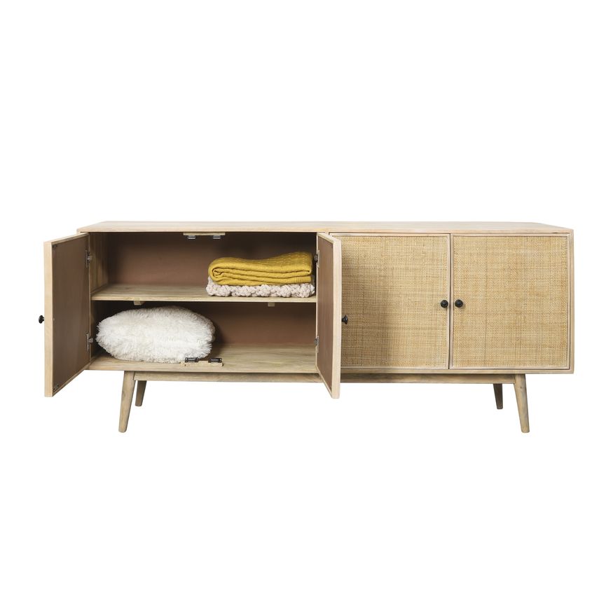 Sagebrook Wood 4-Door Rattan Sideboard