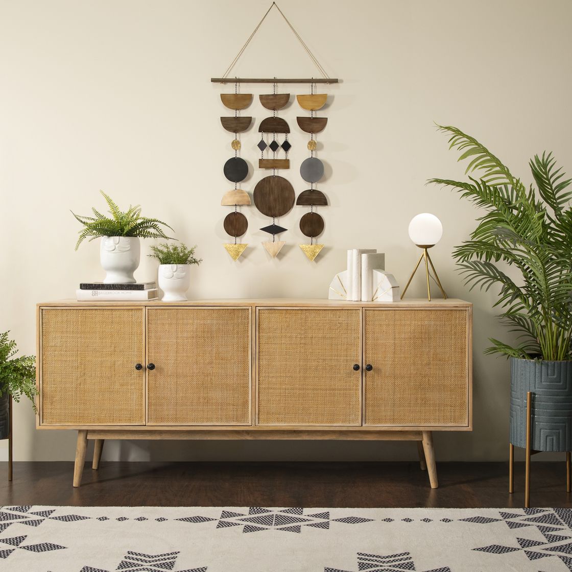 Sagebrook Wood 4-Door Rattan Sideboard