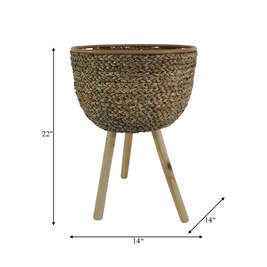 Sagebrook 14" Wicker Planter With Legs - Natural