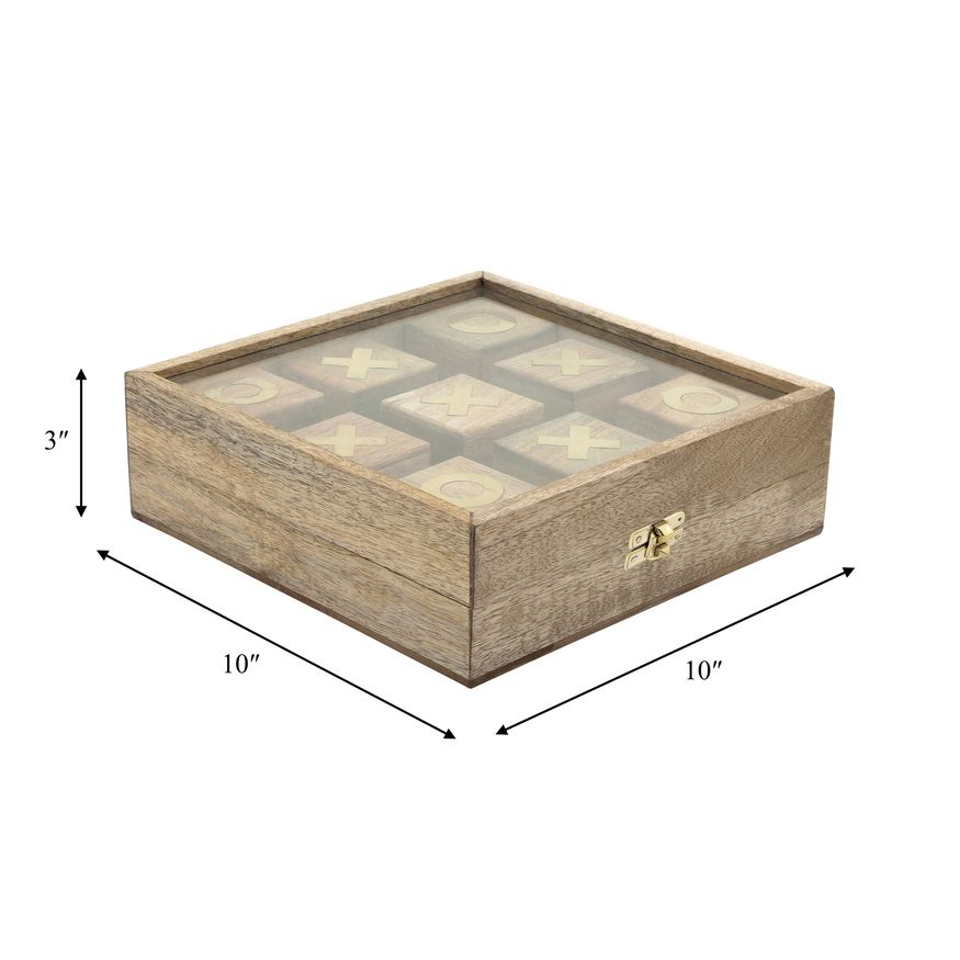 Sagebrook - 10"x10" Wood Tic-Tac-Toe in Natural