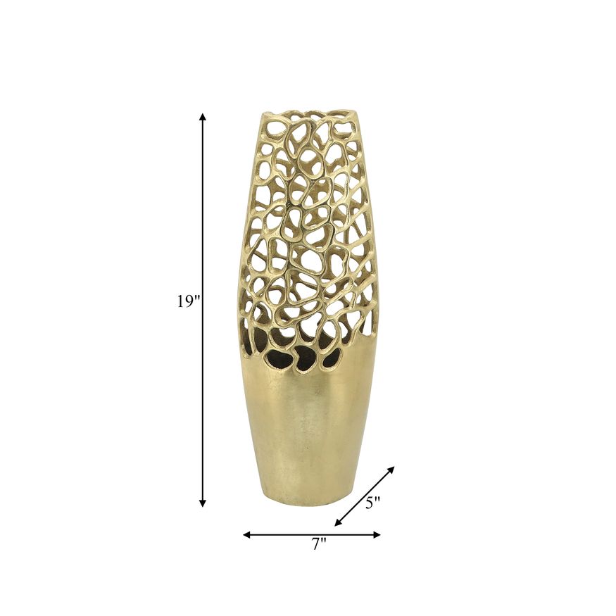 Sagebrook - 19" Metal Cut-out Vase in Gold