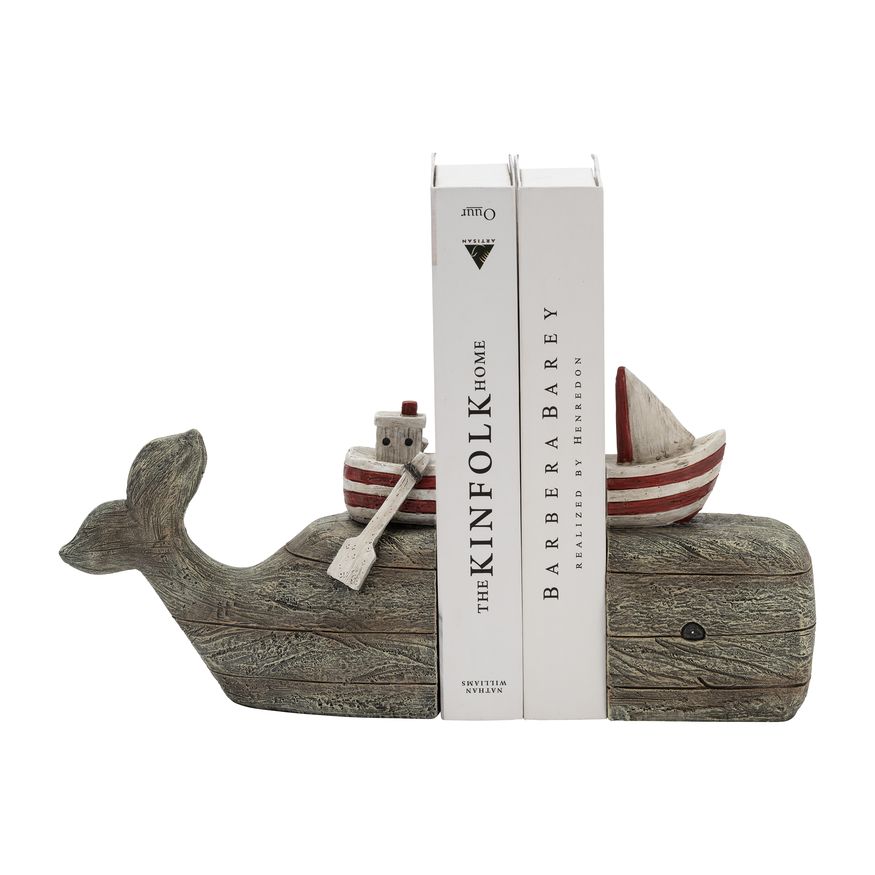 Sagebrook - 7" Resin Whale Bookends (Set Of 2) in Natural