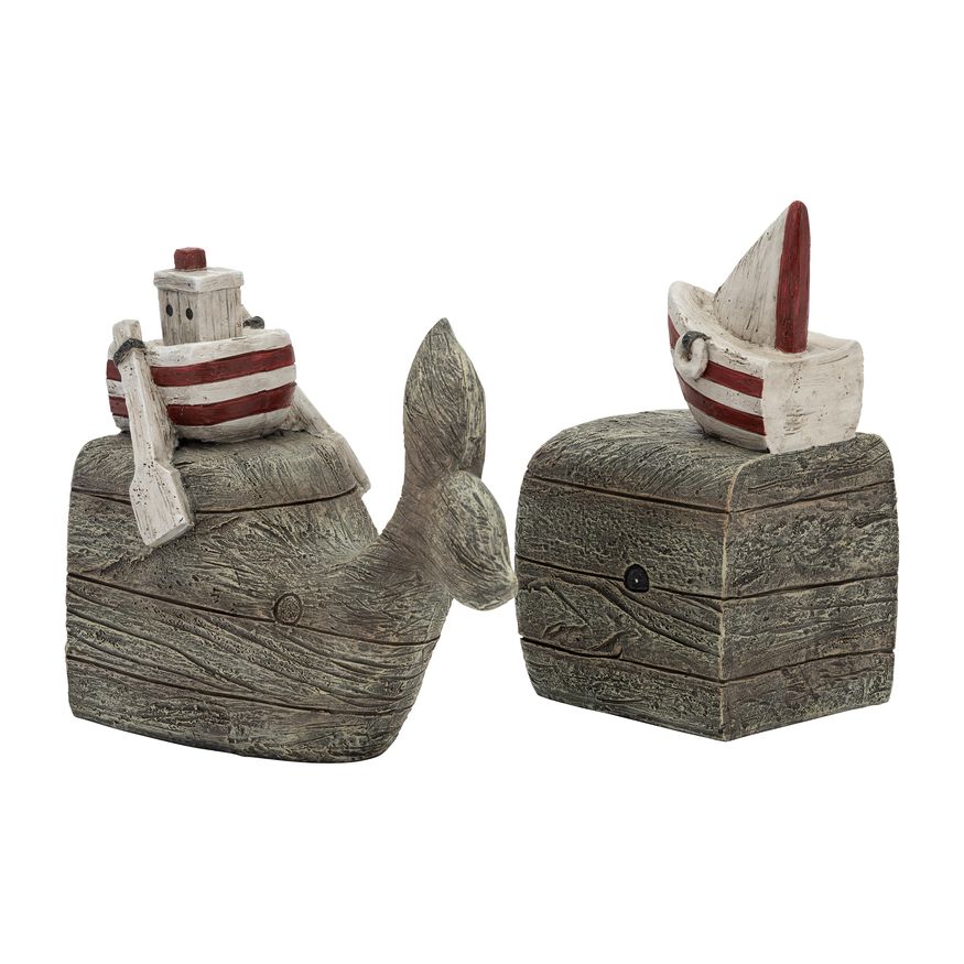 Sagebrook - 7" Resin Whale Bookends (Set Of 2) in Natural