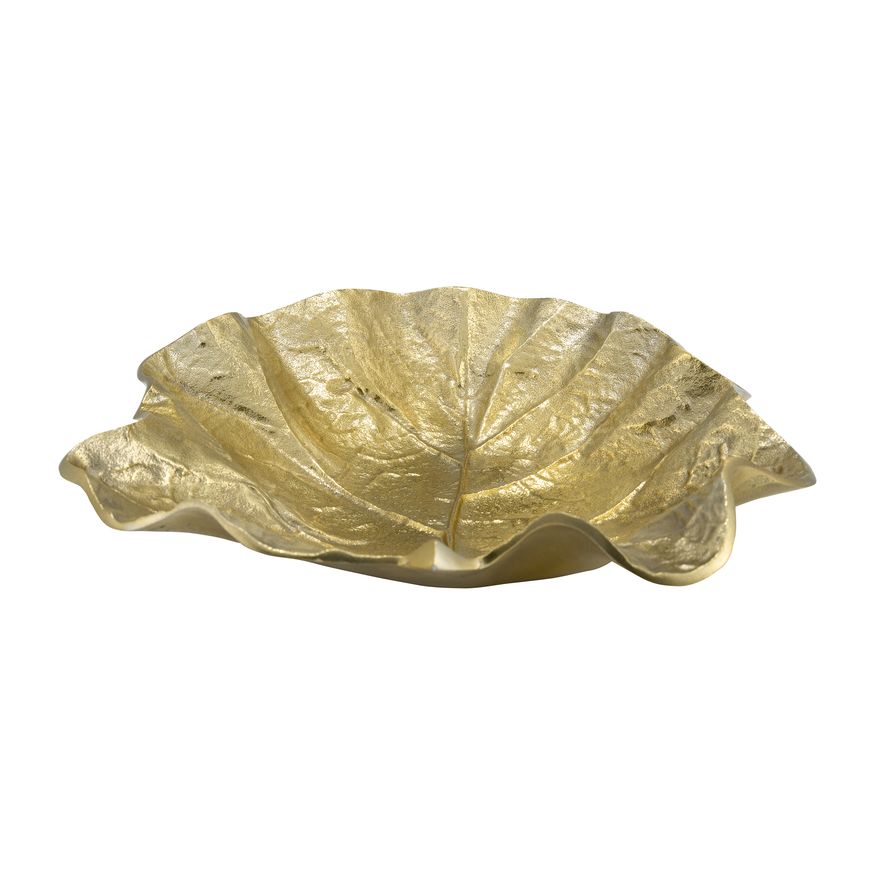 Sagebrook 13" Metal Round Leaf Tray - Gold