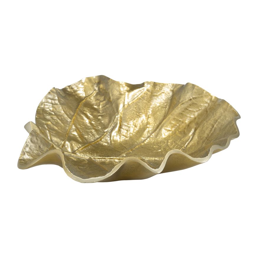 Sagebrook 13" Metal Round Leaf Tray - Gold