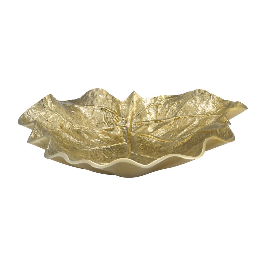 Sagebrook 13" Metal Round Leaf Tray - Gold