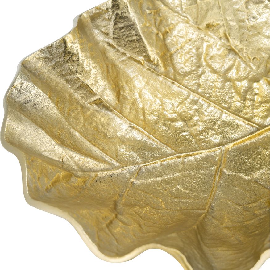 Sagebrook 13" Metal Round Leaf Tray - Gold