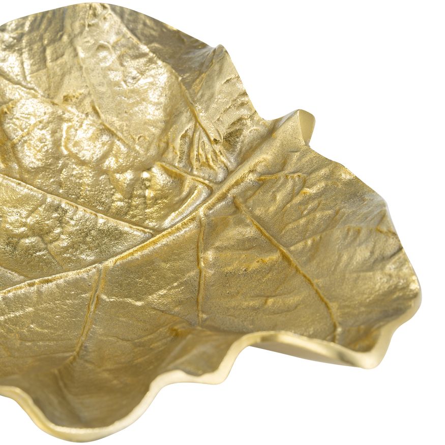 Sagebrook 13" Metal Round Leaf Tray - Gold