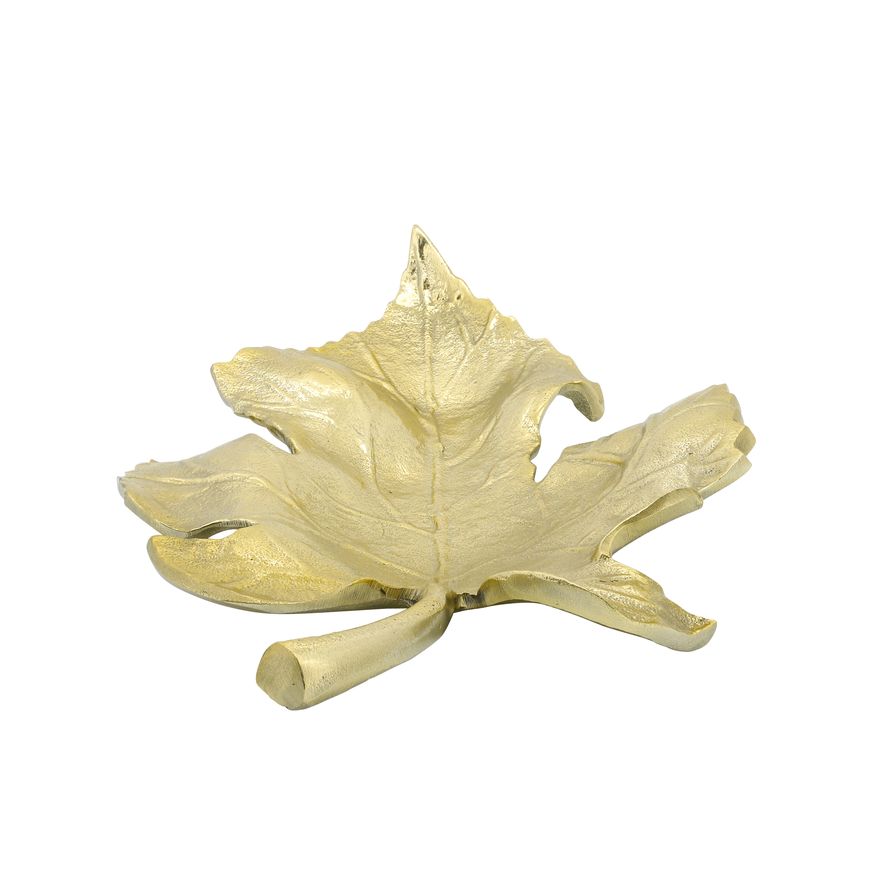 Sagebrook 13" Metal Maple Leaf Tray - Gold