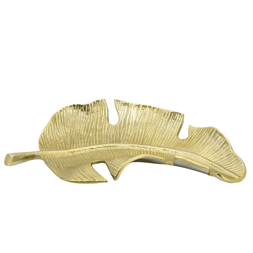 Sagebrook 13" Metal Tropical Leaf Tray - Gold