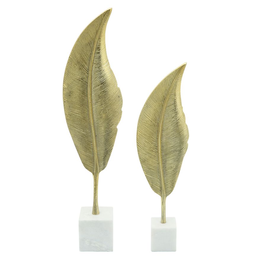 Sagebrook - 28" Metal Leaf On Stand in Gold