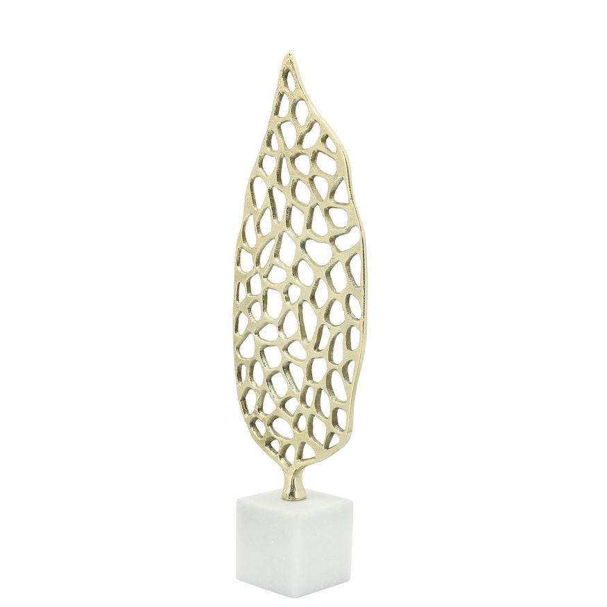 Sagebrook - 19" Metal Cut-out Leaf On Stand in Gold