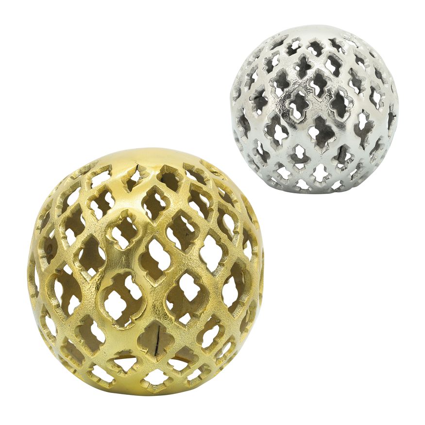 Sagebrook 8" Metal Cut-out Orb - Gold