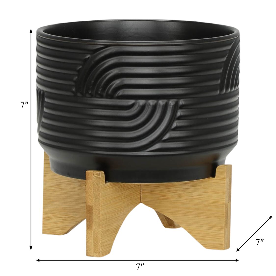 Sagebrook - 7" Abstract Ceramic Planter On Stand in Black