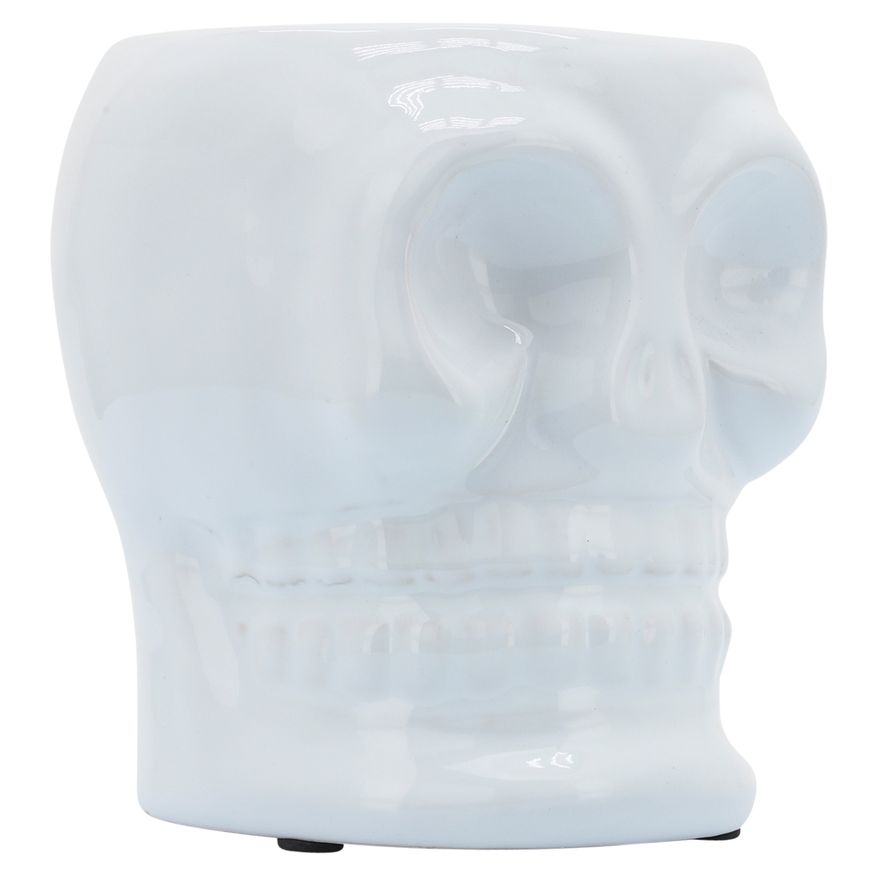 Sagebrook 5" Ceramic Skull Vase - White