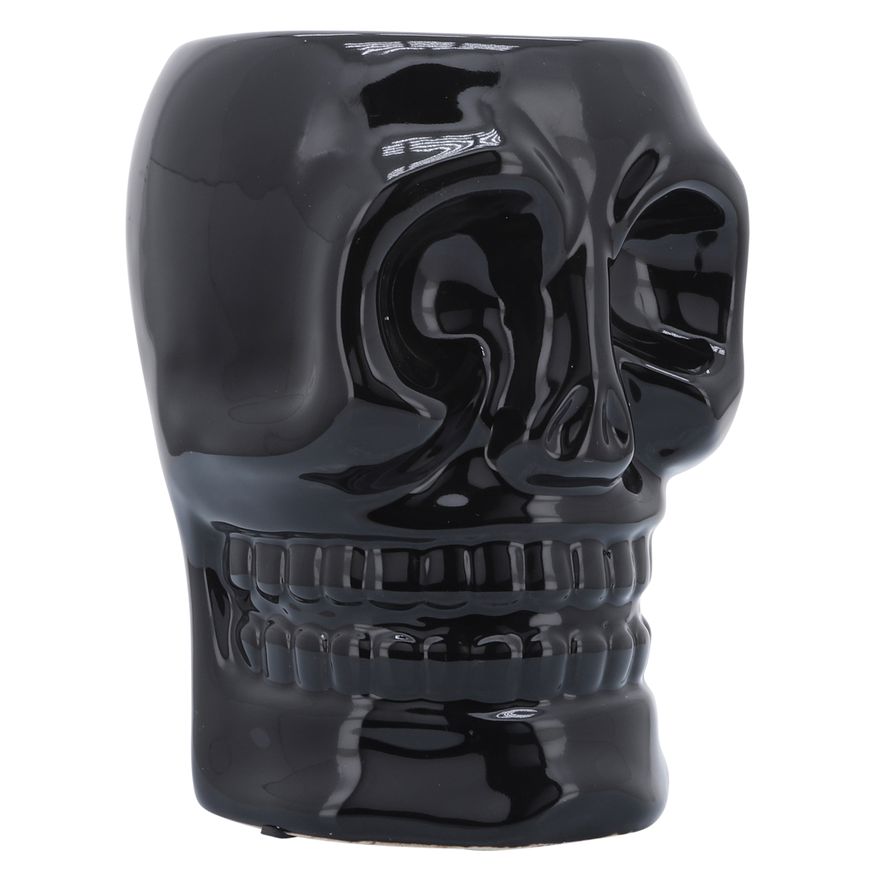 Sagebrook 6" Ceramic Skull Vase - Black