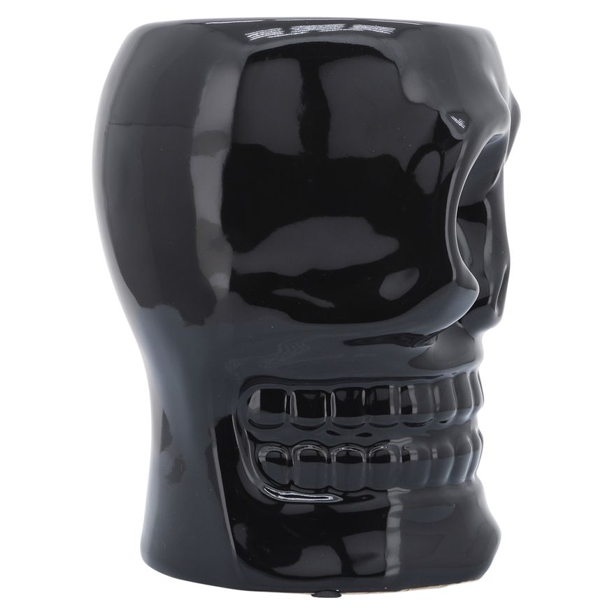 Sagebrook 6" Ceramic Skull Vase - Black