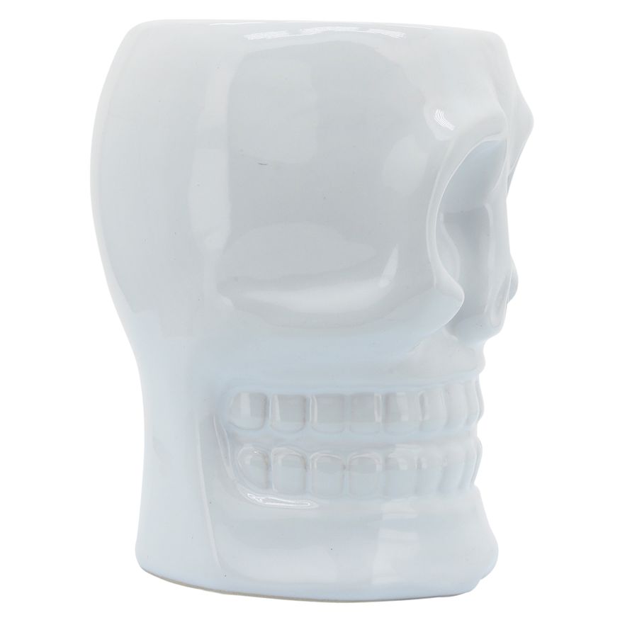 Sagebrook 6" Ceramic Skull Vase - White