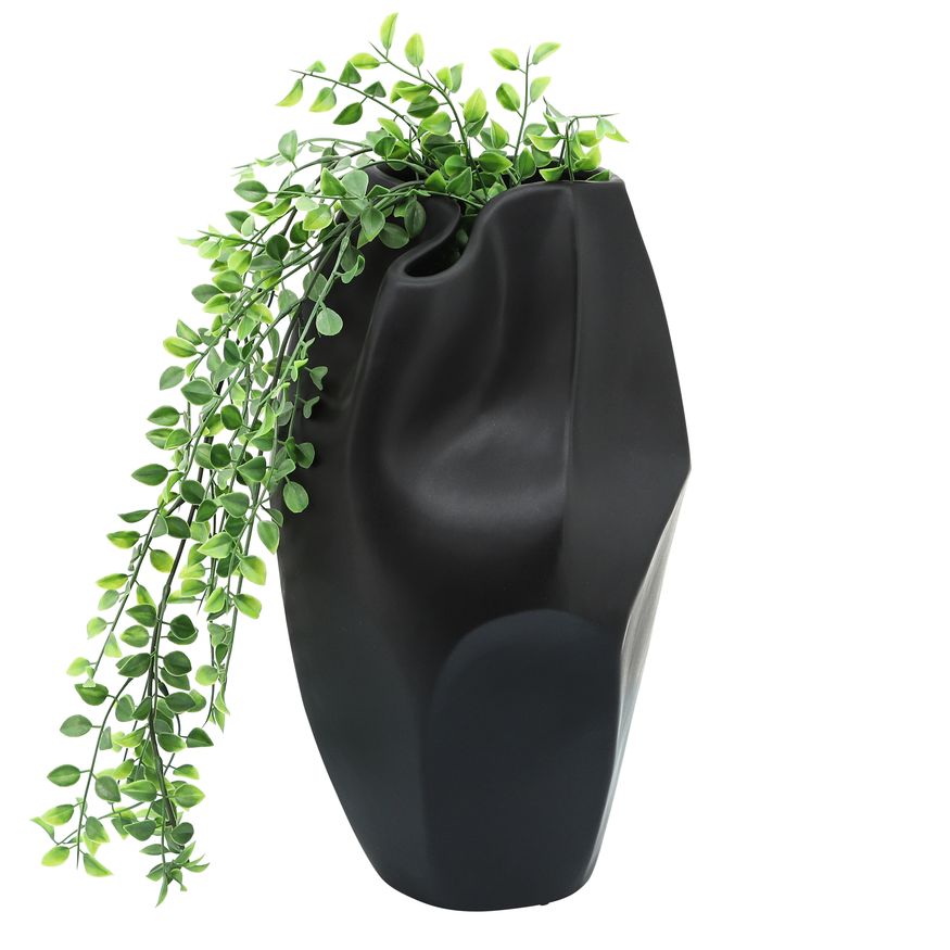 Sagebrook 14" Ceramic Abstract Vase - Black