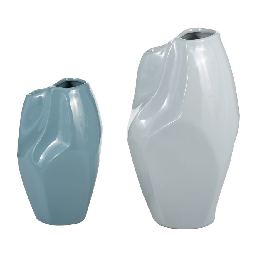 Sagebrook 14" Ceramic Abstract Vase - Mint Green