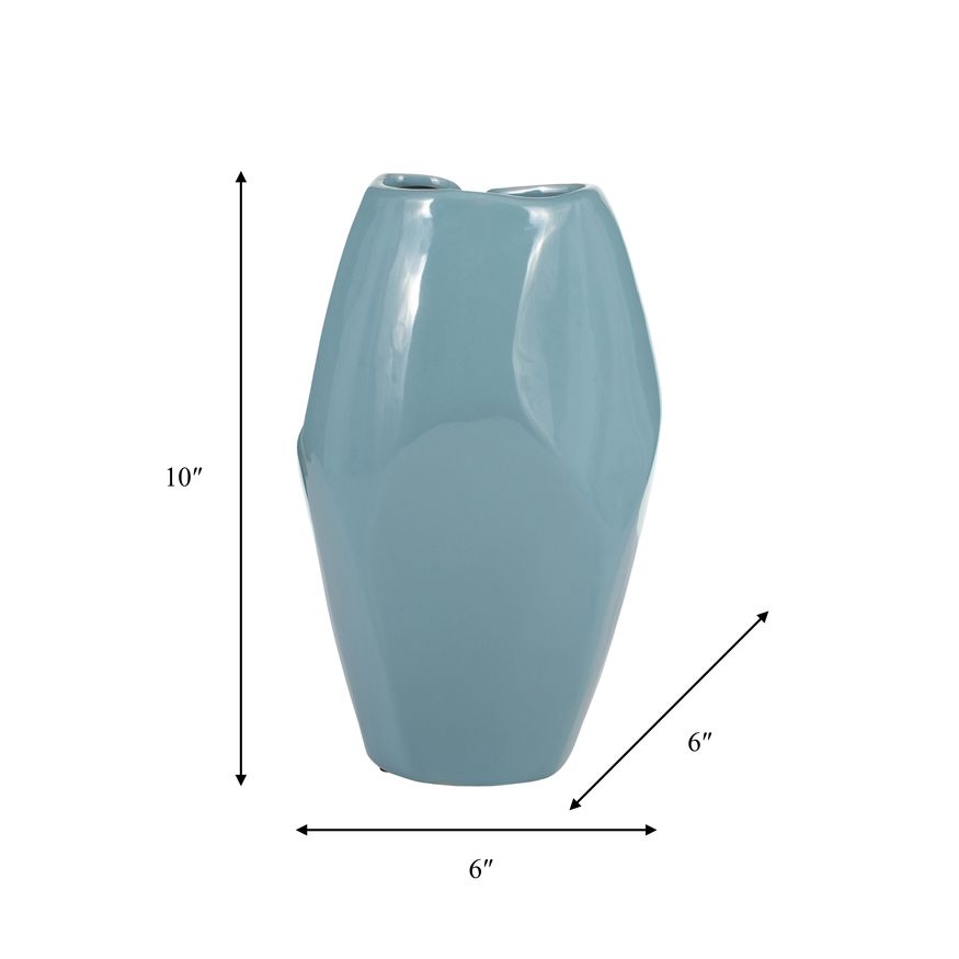 Sagebrook 10" Ceramic Abstract Vase - Cameo Blue