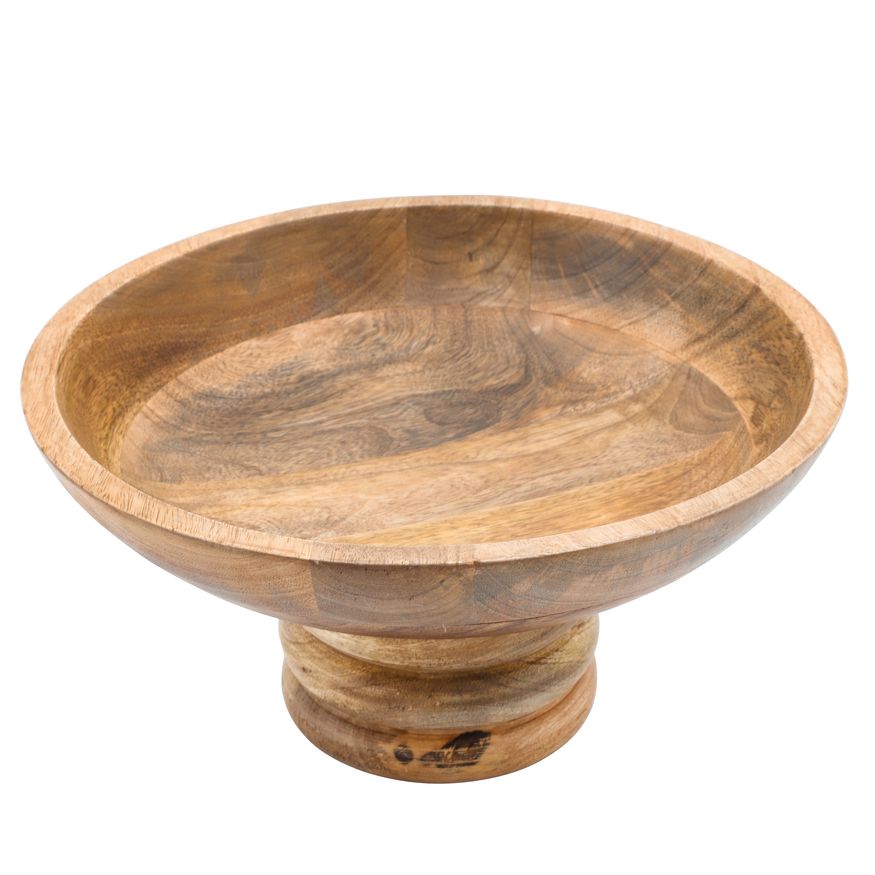 Sagebrook 12" Round Bowl With Ribbed Base Wood