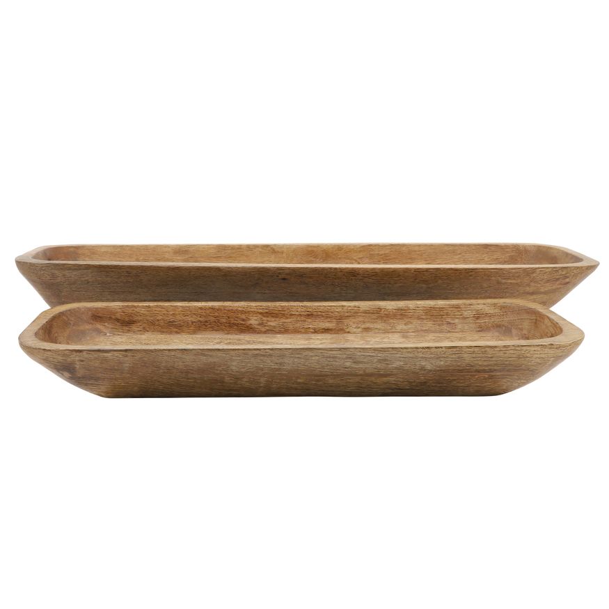 Sagebrook - 23"/30" Wood Rectangular Bowls (Set Of 2) in Brown