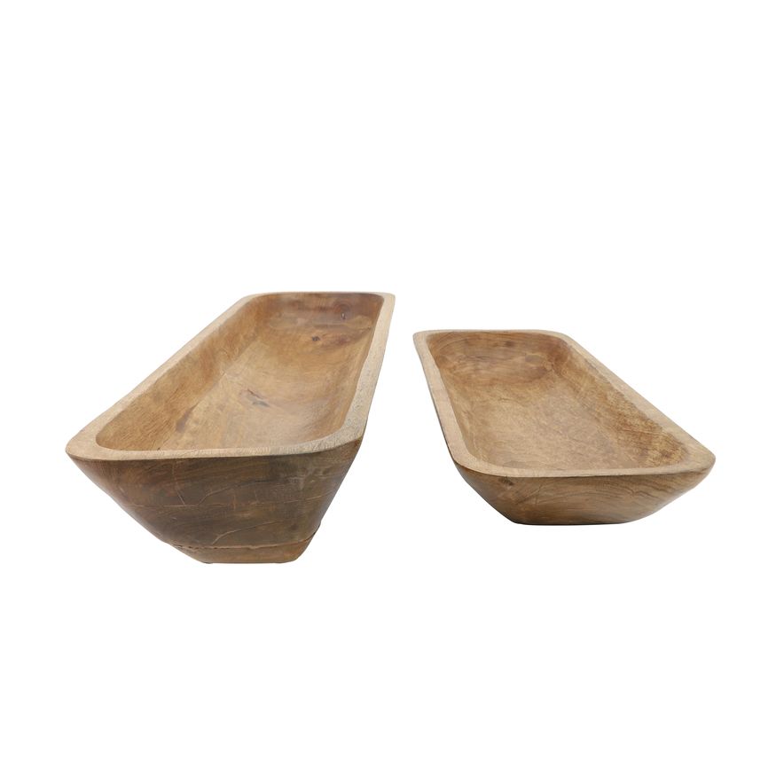 Sagebrook - 23"/30" Wood Rectangular Bowls (Set Of 2) in Brown