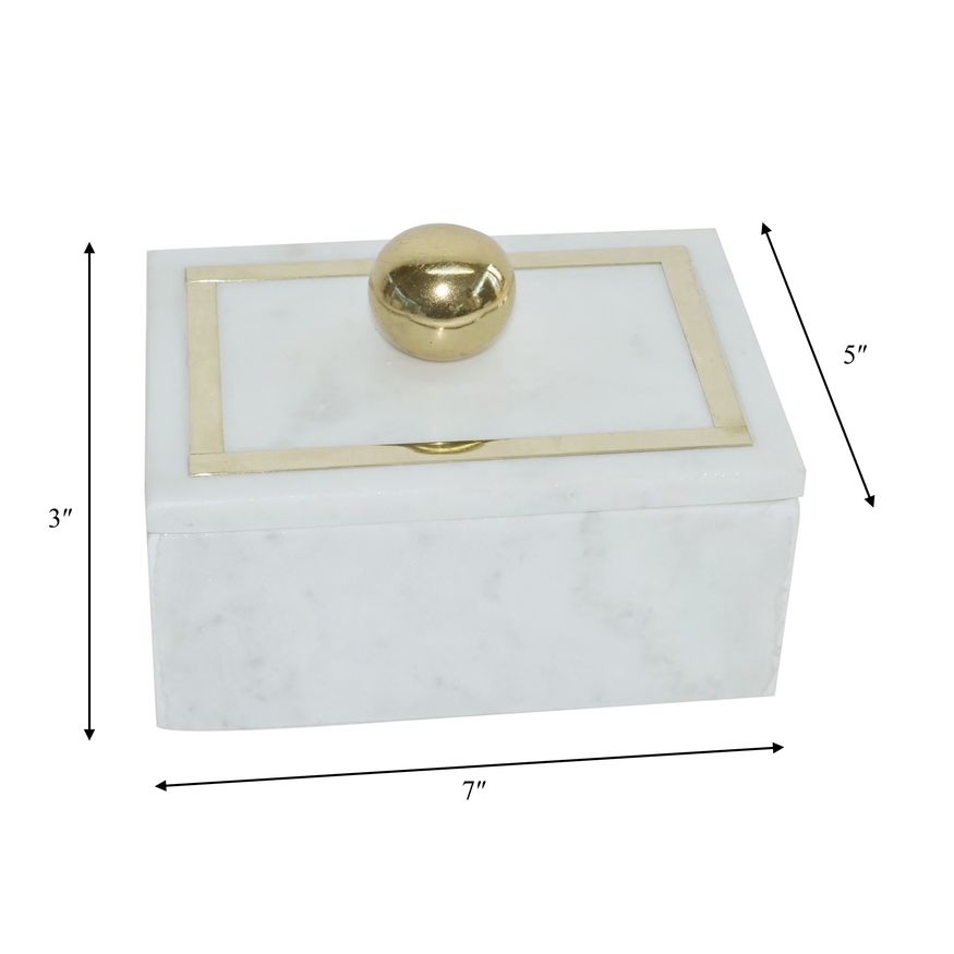 Sagebrook 7"x5" Marble Rectangular Box Knob - White